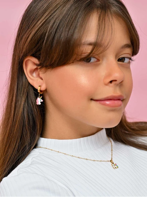 Kolczyki jednorożce, stal pozłacana S207716Z00