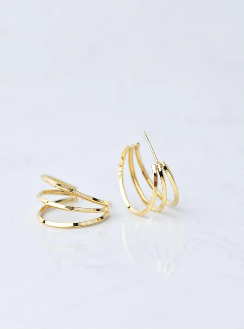 Kolczyki koła potrójne, złoty S207499Z00