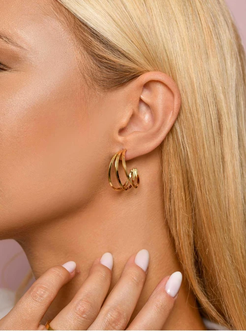 Kolczyki koła potrójne, złoty S207499Z00