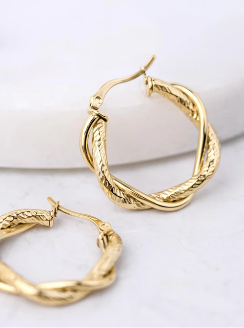 Kolczyki koła skręcane, złoty S207436Z00