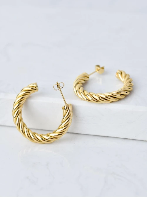 Kolczyki koła skręcone, złoty S207457Z00