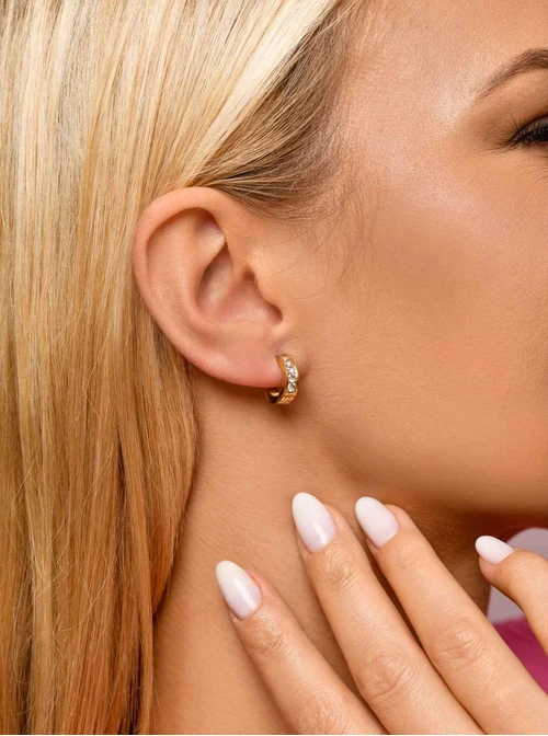 Kolczyki kółeczka, kryształki, złoty S206628Z02