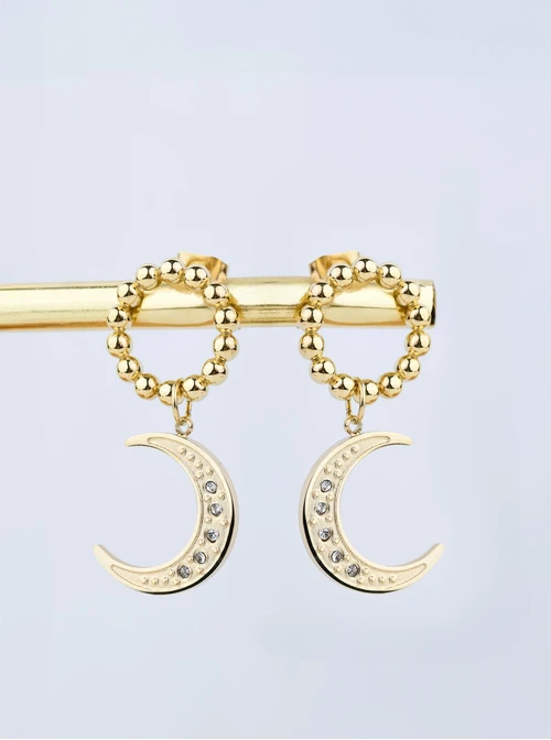 Kolczyki kółeczka, księżyce, złoty S207632Z00