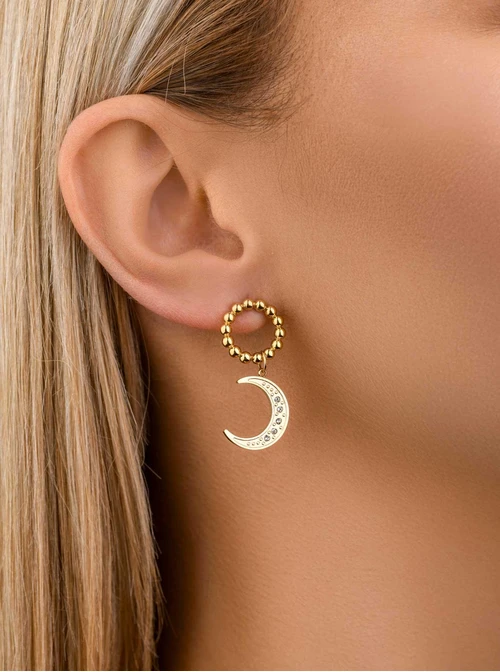 Kolczyki kółeczka, księżyce, złoty S207632Z00