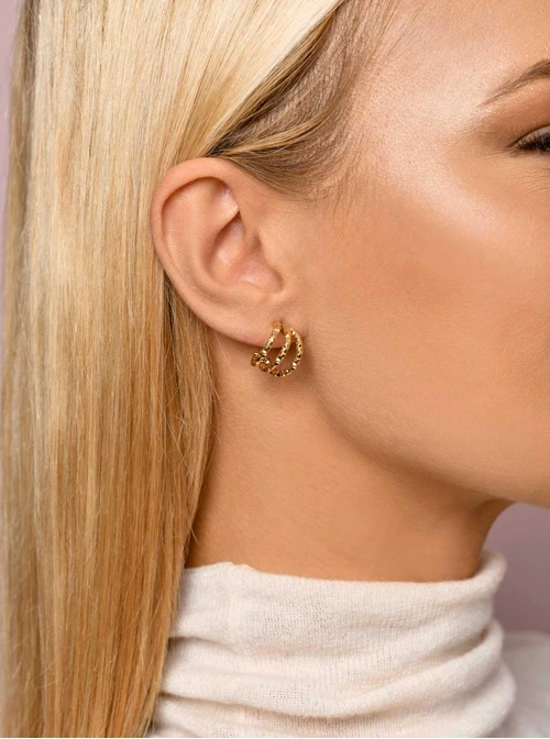 Kolczyki kółeczka potrójne, złoty S207432Z00