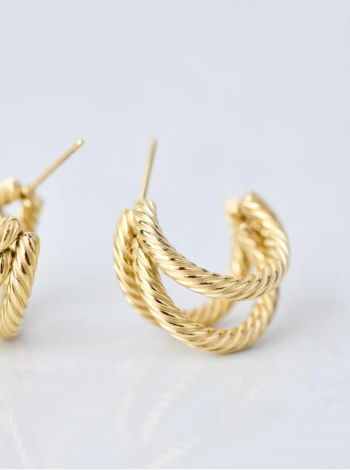 Kolczyki kółeczka potrójne, złoty S207445Z00