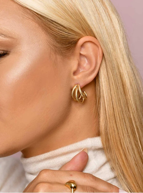 Kolczyki kółeczka potrójne, złoty S207445Z00