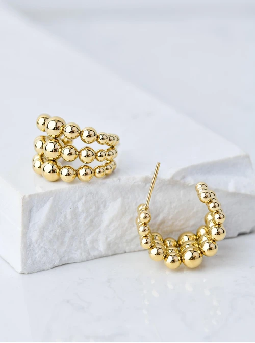 Kolczyki kółka potrójne, złoty S207405Z00