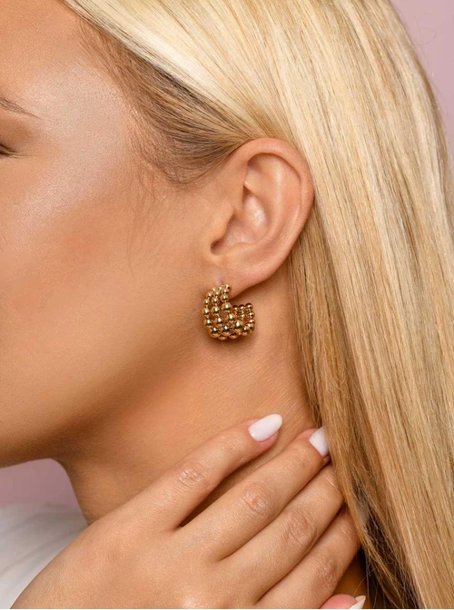 Kolczyki kółka potrójne, złoty S207405Z00