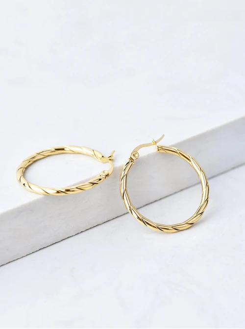 Kolczyki kółka skręcane, złoty S207454Z00