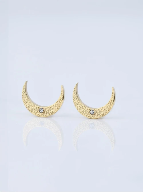 Kolczyki księżyce, kryształek, złoty S207501Z00
