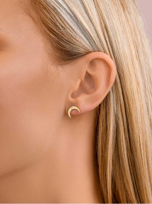 Kolczyki księżyce, kryształek, złoty S207501Z00