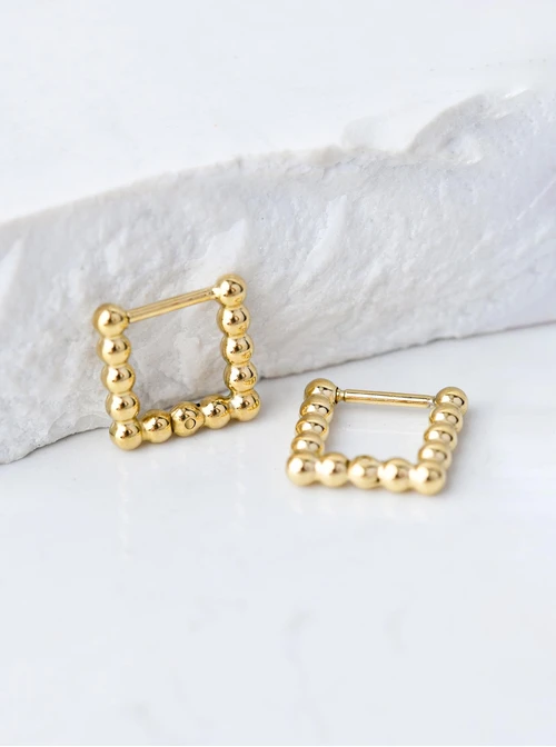 Kolczyki kwadraty, złoty S207397Z00