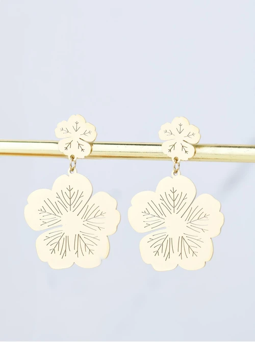 Kolczyki kwiaty, złoty S207633Z00
