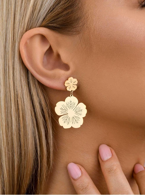 Kolczyki kwiaty, złoty S207633Z00