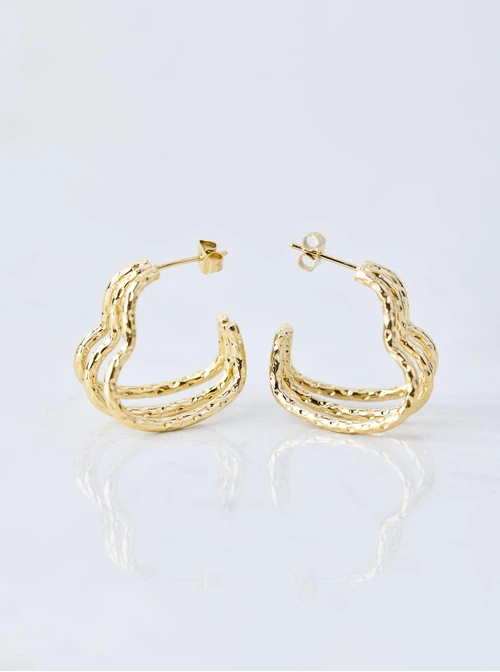 Kolczyki młotkowane serca, złoty S207442Z00