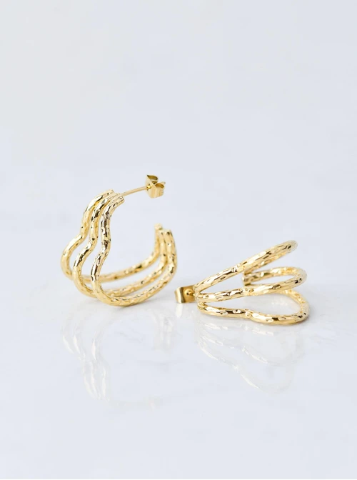 Kolczyki młotkowane serca, złoty S207442Z00