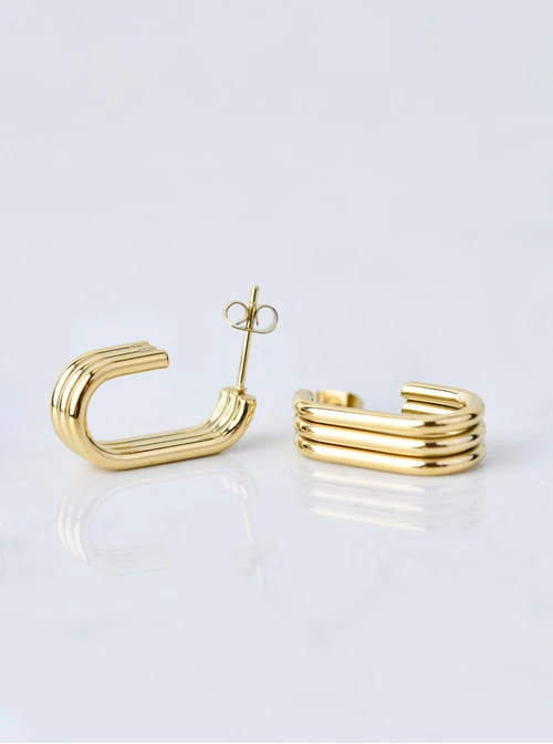 Kolczyki owalne potrójne, złoty S207440Z00