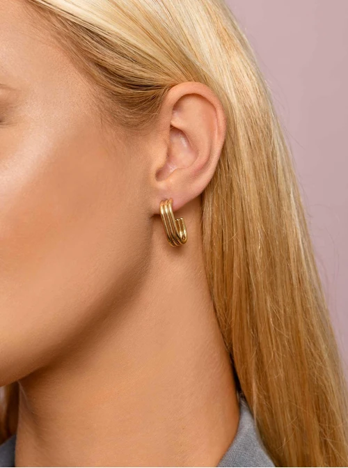 Kolczyki owalne potrójne, złoty S207440Z00