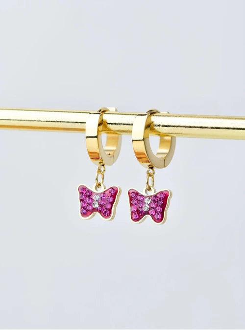 Kolczyki różowe motylki, złoty S207715Z00