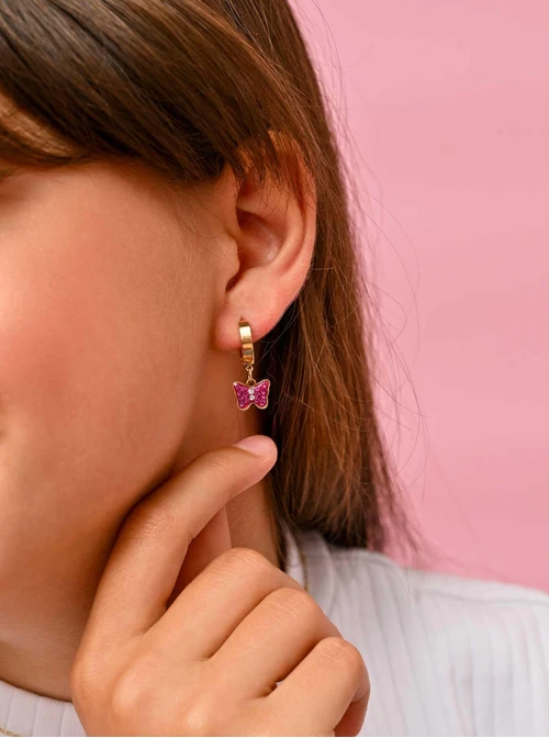 Kolczyki różowe motylki, złoty S207715Z00