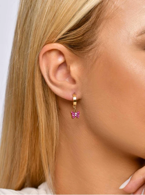 Kolczyki różowe motylki, złoty S207715Z00