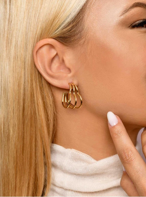 Kolczyki serduszka potrójne, złoty S207447Z00