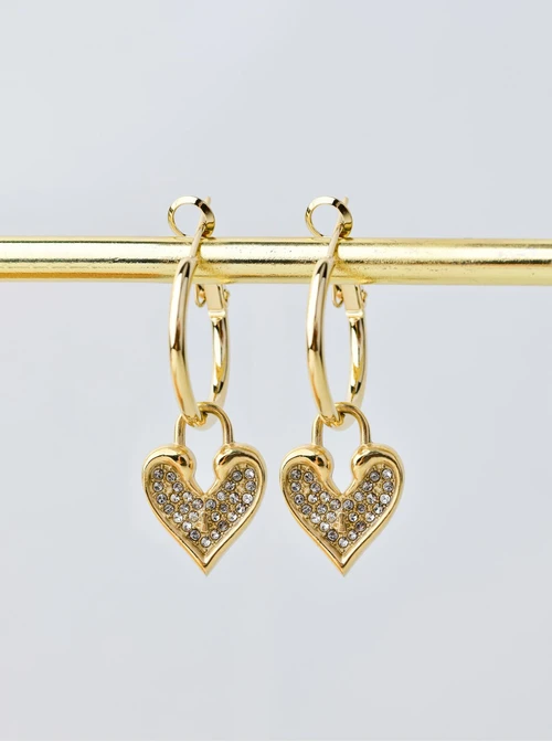 Kolczyki serduszko z kryształkami, złoty S206643Z00