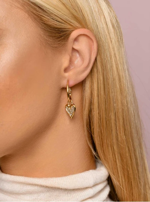 Kolczyki serduszko z kryształkami, złoty S206643Z00