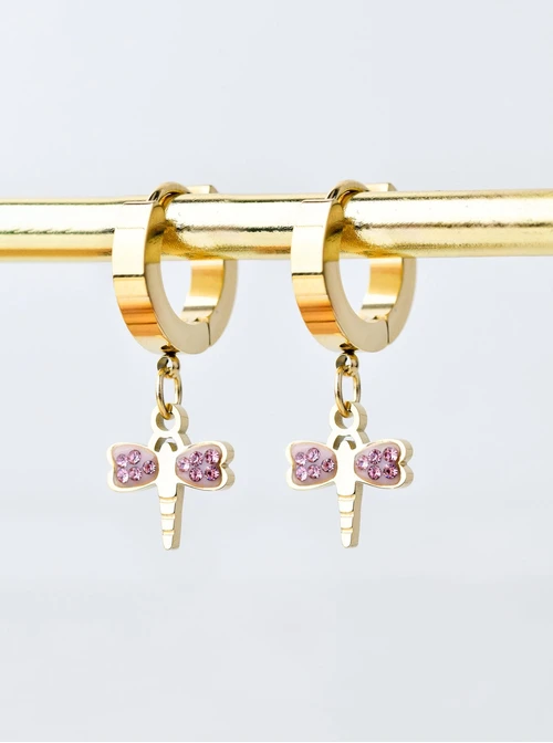 Kolczyki ważki z kryształkami, złoty S207714Z00