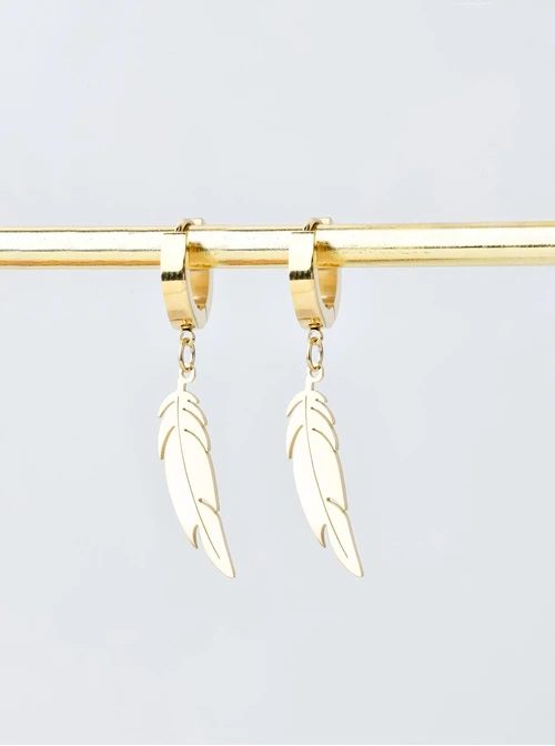 Kolczyki wiszące piórko, złoty S207645Z00