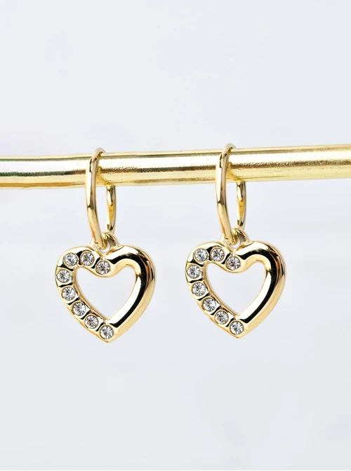 Kolczyki wiszące, serduszka z kryształkami, złoty S206130Z00