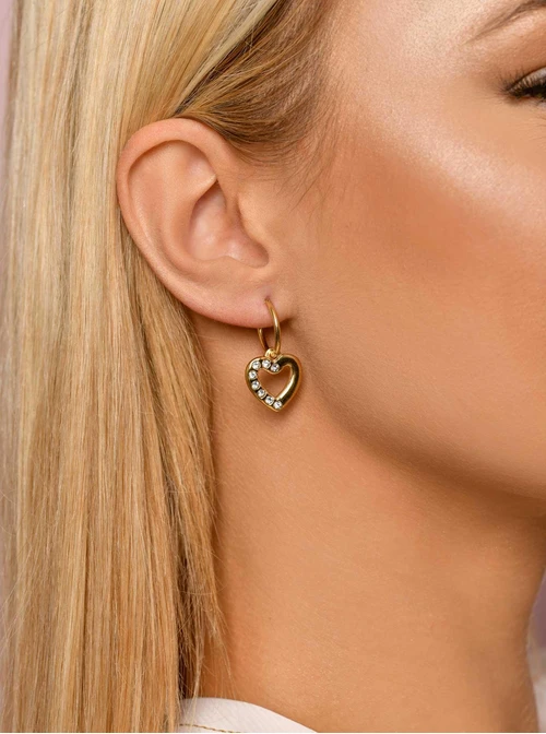 Kolczyki wiszące, serduszka z kryształkami, złoty S206130Z00