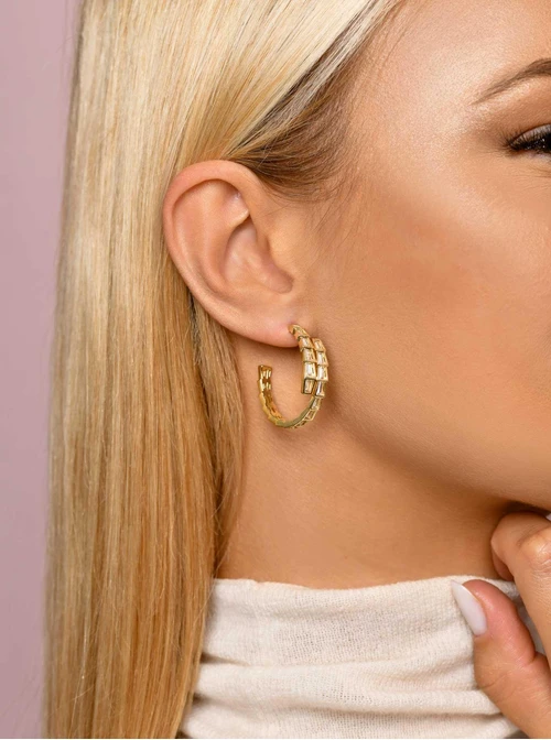 Kolczyki wieczorowe koła z kryształkami, złoty B207371P00