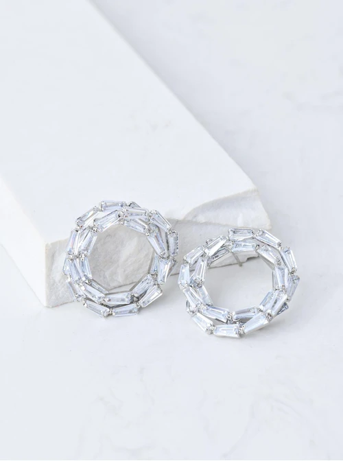 Kolczyki wieczorowe kryształki, srebrny B207312P00