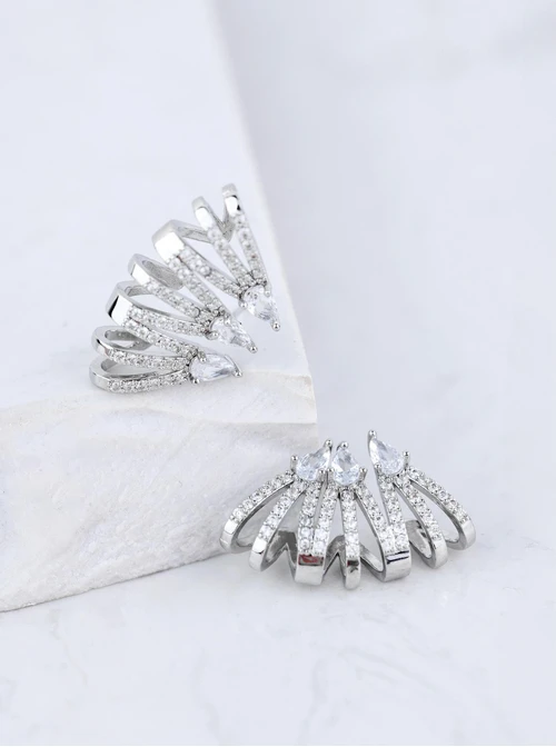 Kolczyki wieczorowe kryształki, srebrny B207346P00