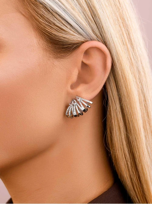 Kolczyki wieczorowe kryształki, srebrny B207346P00