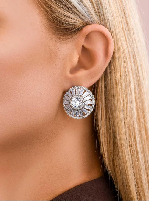 Kolczyki wieczorowe kryształki, srebrny B207350P00