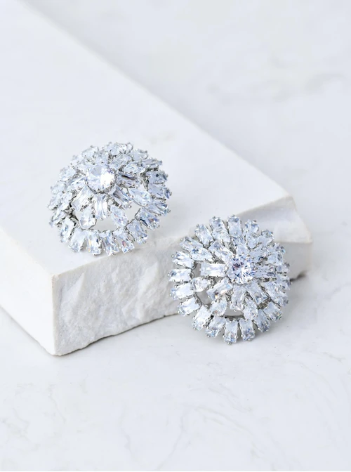 Kolczyki wieczorowe kryształki, srebrny B207356P00