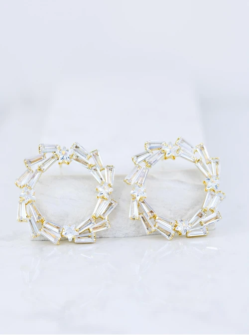 Kolczyki wieczorowe kryształki, złoty B207307P00