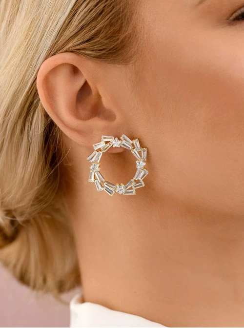 Kolczyki wieczorowe kryształki, złoty B207307P00