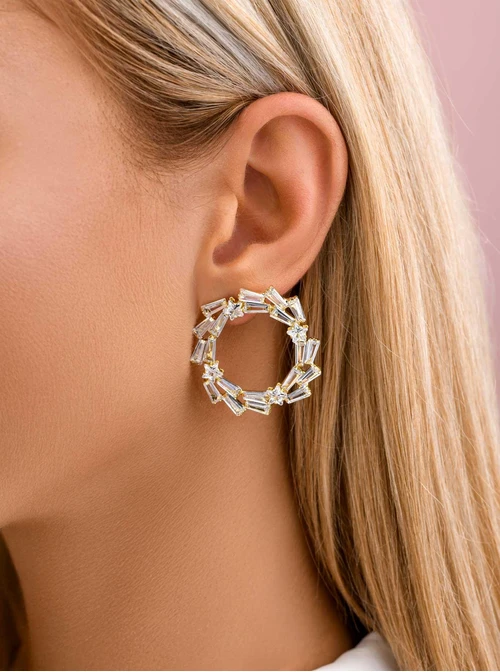 Kolczyki wieczorowe kryształki, złoty B207307P00