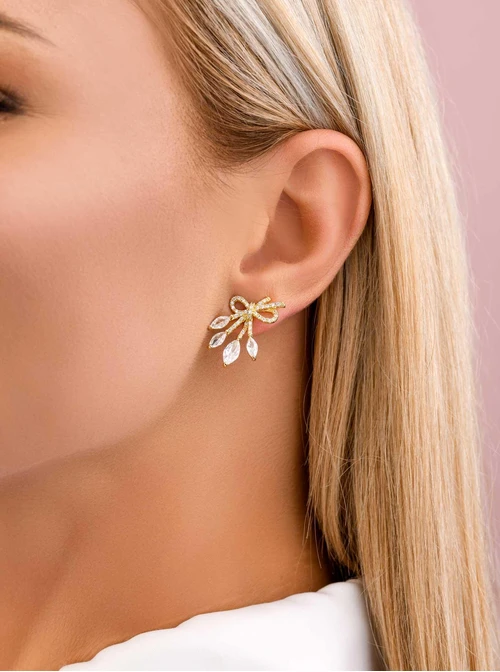 Kolczyki wieczorowe kryształki, złoty B207341P00