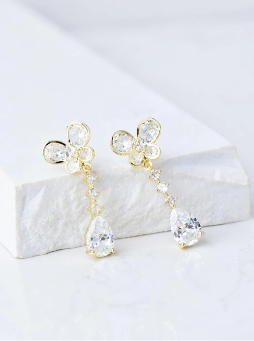 Kolczyki wieczorowe kryształki, złoty B207343P00