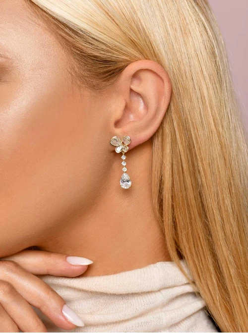 Kolczyki wieczorowe kryształki, złoty B207343P00