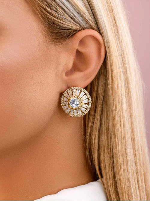 Kolczyki wieczorowe kryształki, złoty B207349P00