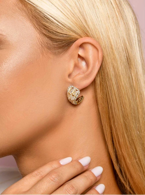 Kolczyki wieczorowe kryształki, złoty B207367P00