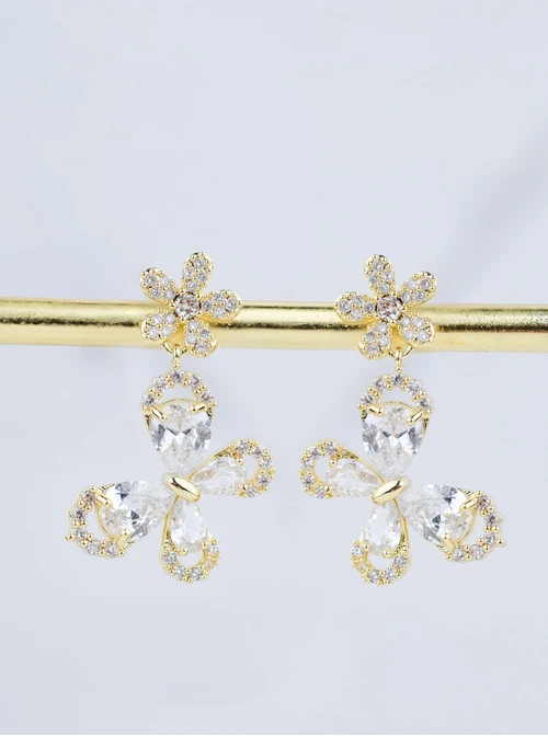 Kolczyki wieczorowe motylki, kryształki, złoty B207357P00