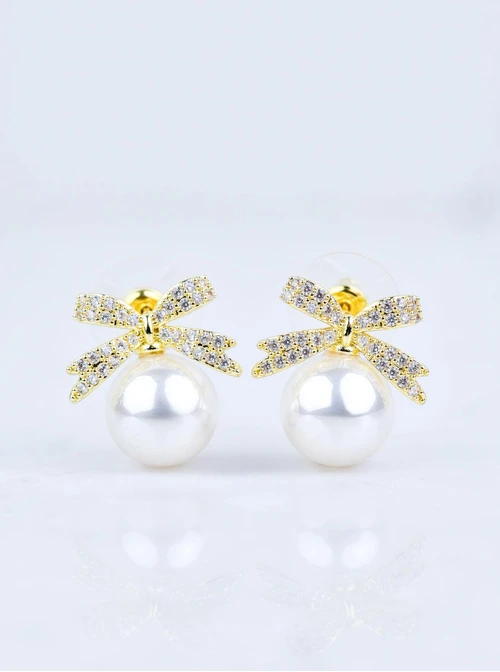 Kolczyki z kokardkami, złoty B208224P02