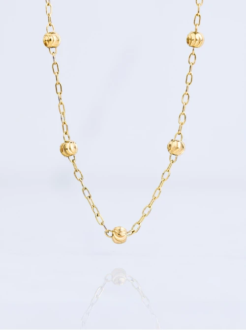 Naszyjnik frezowane kuleczki, złoty S307776Z00